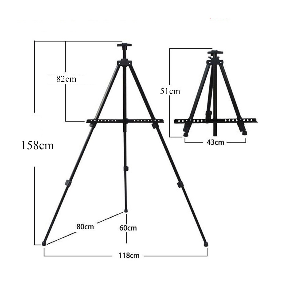 KICUTE Portable Adjustable Metal Sketch Easel Stand Foldable Travel Easel Aluminum Alloy Easel Sketch Drawing Artist Art Supplie