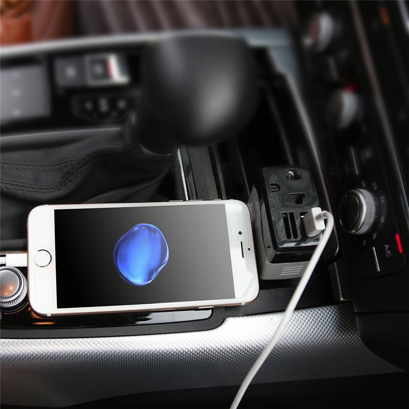 Onever-convertidor/inversor de potencia para coche, potencia de onda sinusoidal modificada de 6W, CC de 12V a ca de 220V, con salida USB para Smartphone, tableta y MP3