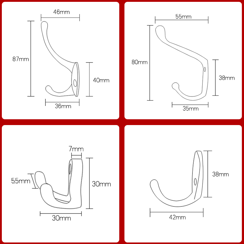 KAK Vintage Hangers Hook Zinc Alloy Wall Hook Bronze Cloth Coat Bag Hat Hanging Hooks Bathroom Kitchen Anitque Racks with screws