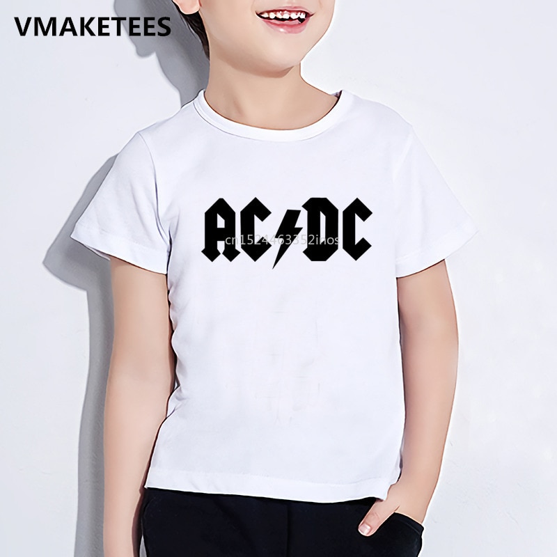 Kids Zomer Korte Mouw Meisjes & Jongens T-shirt Kinderen Ac/Dc Brief Print T-shirt Hip Hop Mode Casual baby Kleding, ooo2219