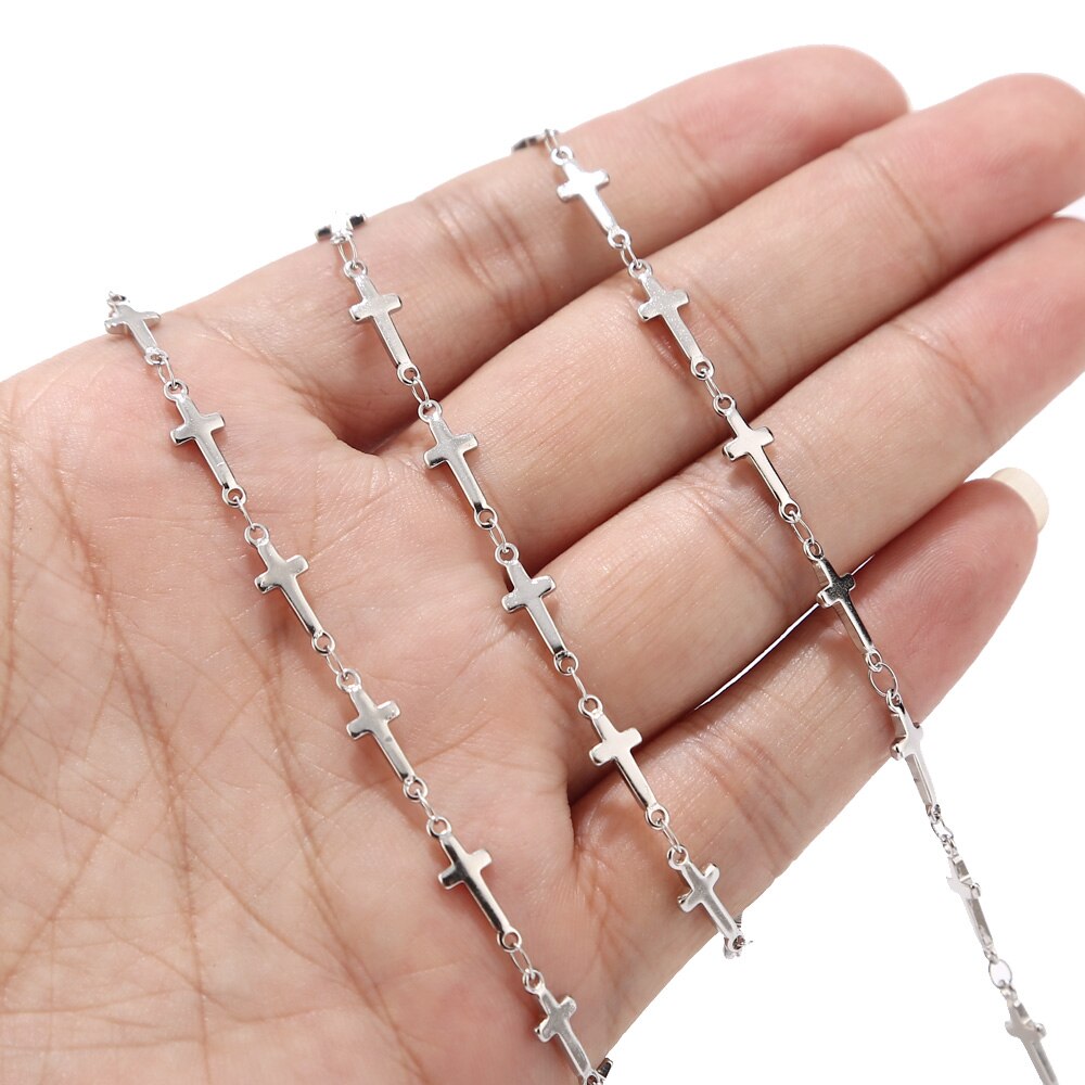 1meter stainless steel cross link chain DIY jewelry finding 5MM width