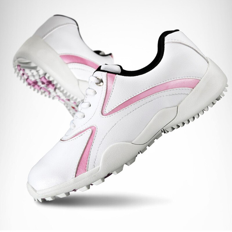 SDEQA Dames Golfschoenen Brede Passende Waterdichte Sneakers Stikeloze Casual Golftrainers,Roze,40 EU