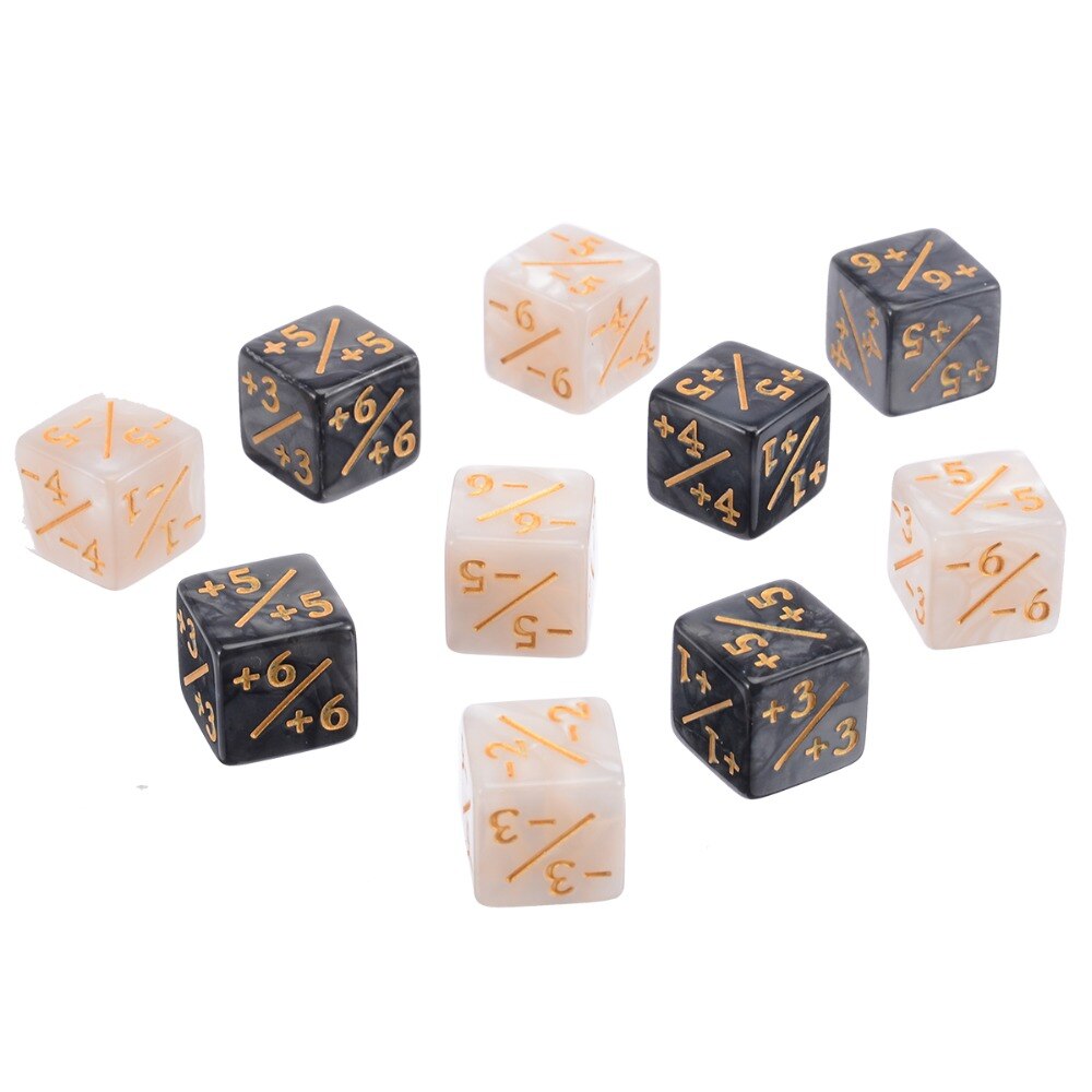 10Pcs Nero Bianco Dadi Contatore + 1/+ 1 Dadi Festa A Casa Divertente Outdoor Dadi Per La Magia Il la raccolta di Gioco Conteggio Dadi Giocattolo Set
