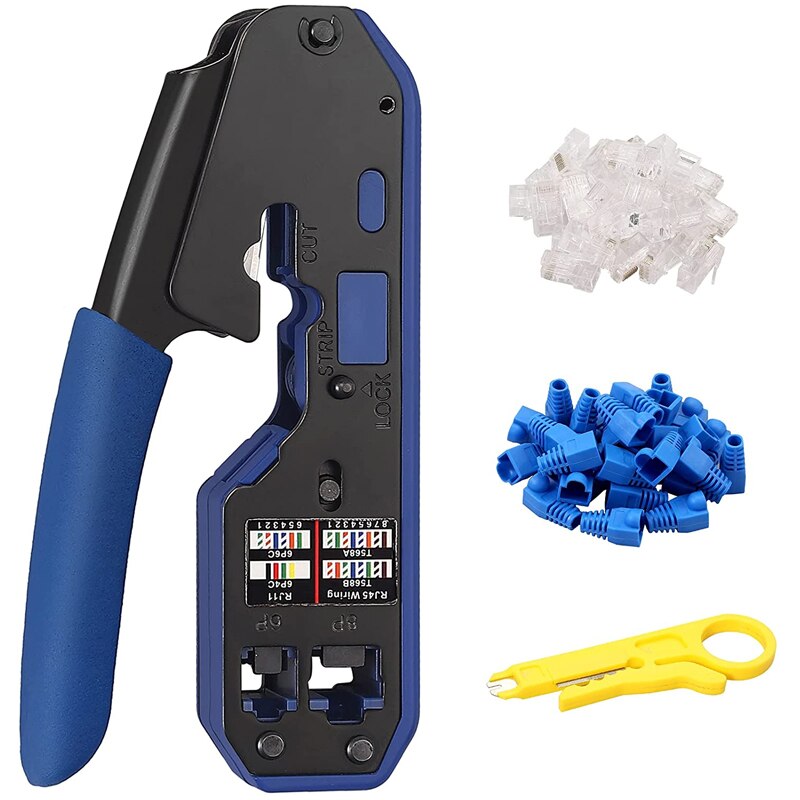 RJ45 Crimping Tool Kit Stripping Pliers CAT5 CAT5e CAT6 Crimping Pliers RJ11/RJ12 6P 8P Modular Crimper Cable Stripping Pliers