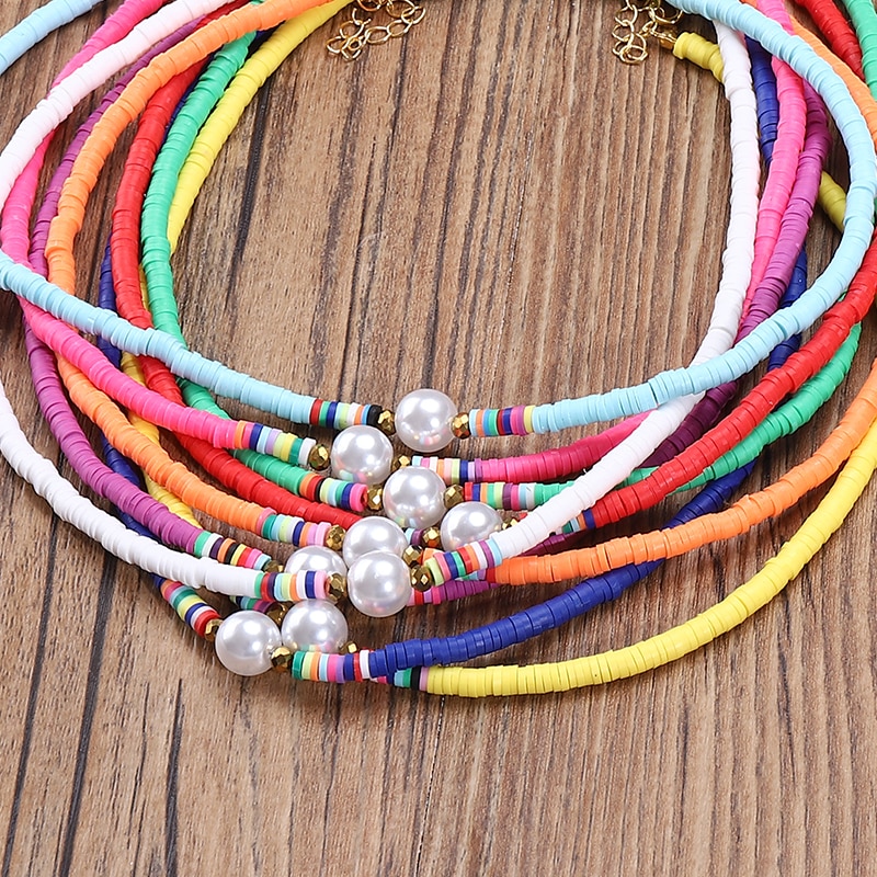G. YCX Nuevos Bohemios, collares de Gargantilla Heishi con cuentas de vinilo africanas, collar de Vsco chica Lucite, joyería de playa de verano