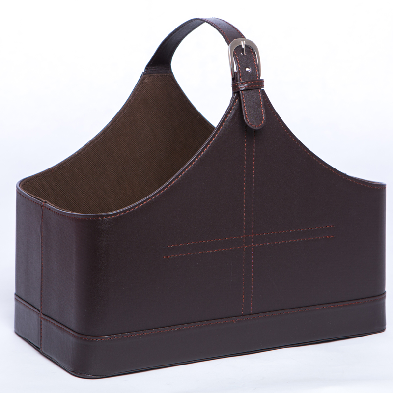 Förvaringskorg i imiterat pu-läder, bärbar förvaringskorg för frukt