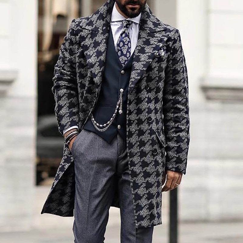 Men Long Woollen Wind Coat Casual Double Breasted ... – Grandado