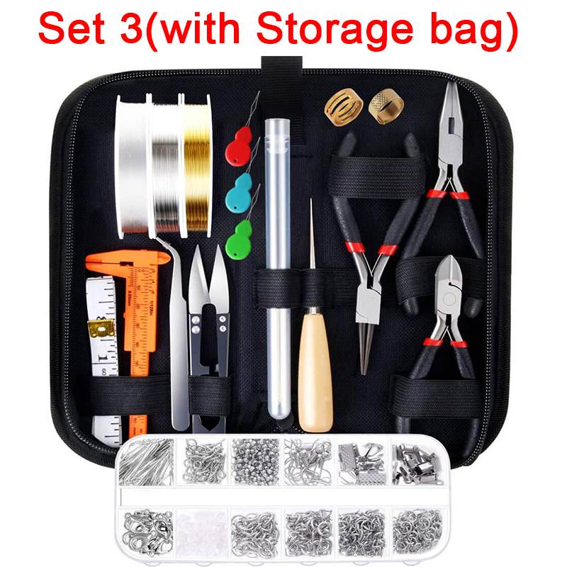 Metal Jewelry Making Tools Kit DIY Necklace Materials Repair Tools Kit with Pliers Silver Beads Jewelry Making Accessories: Set 3