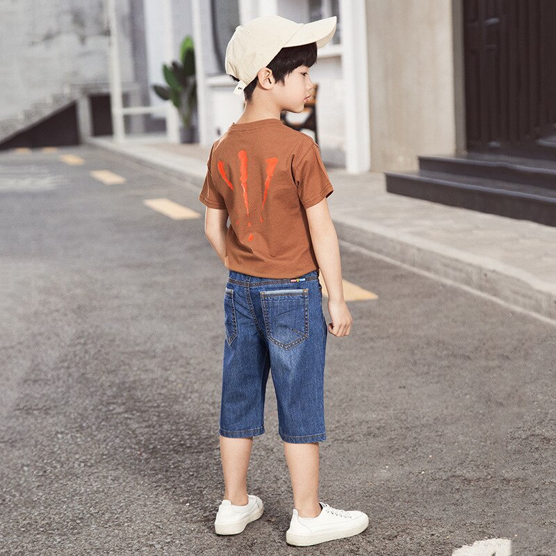 Nuevos pantalones cortos de verano para niños, pantalones Capri de algodón Dennim, pantalones casuales de Jean recortado para niños, Pantalones suaves de tela para Height100-160cm