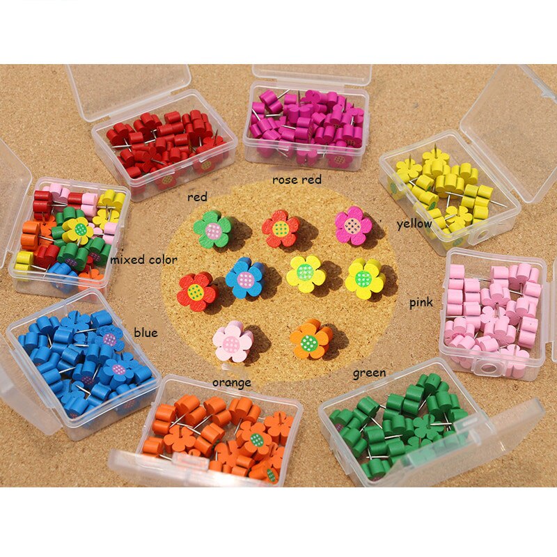 Puntali colorati in legno di prugna stampa per unghie chiodi in sughero chiodi a testa larga puntali in legno per cartoni animati