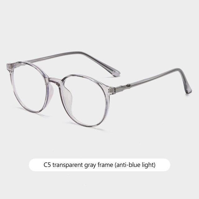 Ladies Anti-blue Light Glasses Round Big Frame Frame Thin Face Flat Mirror Glasses Eyewear Computer Readers Eyeglasses: C5