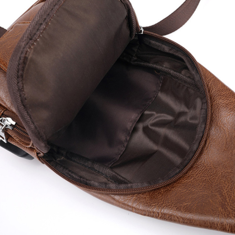 Nouveauté USB chargement poitrine sacs hommes messagers sac étanche PU cuir bandoulière sacs à bandoulière
