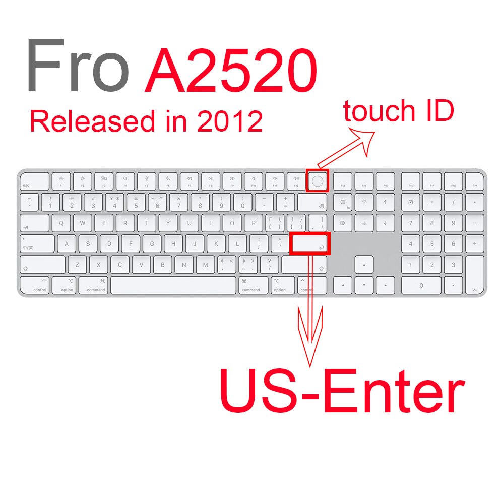 Toetsenbord cover voor imac m1 24inch bedrade apple magic keyboard met touch id a2520a2449 a2450 a1243 a1843 a1644 mb110ll/b: Zilver