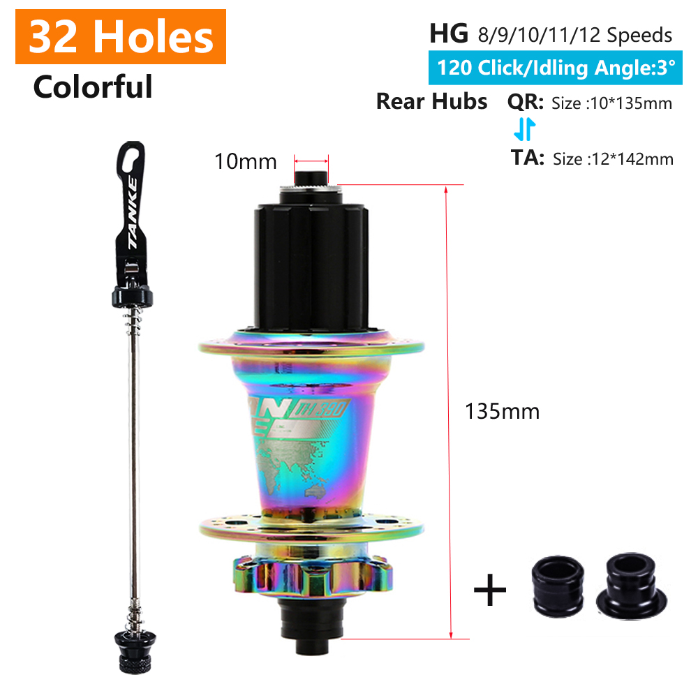 TANKE 120 Kliknaaf 6 Lager MTB Mountainbike Hub Voor Achter 28 32 36 Gaten QR Steekas Uitwisseling Schijfrem Fietsnaven HG: violet