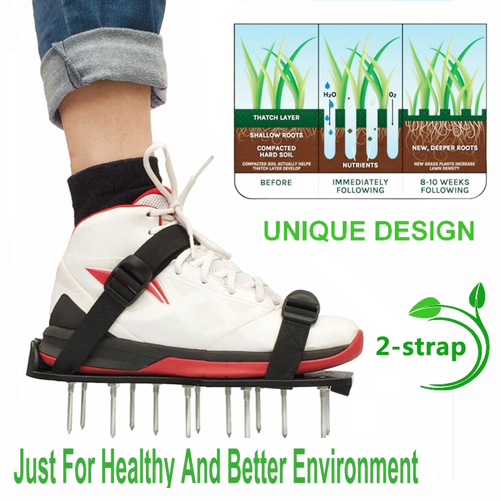 1 par græspiggede havearbejde gå revitaliserende plænelufter sandaler sko neglekultivator gårdhaveværktøj 30 x 13cm værktøjer