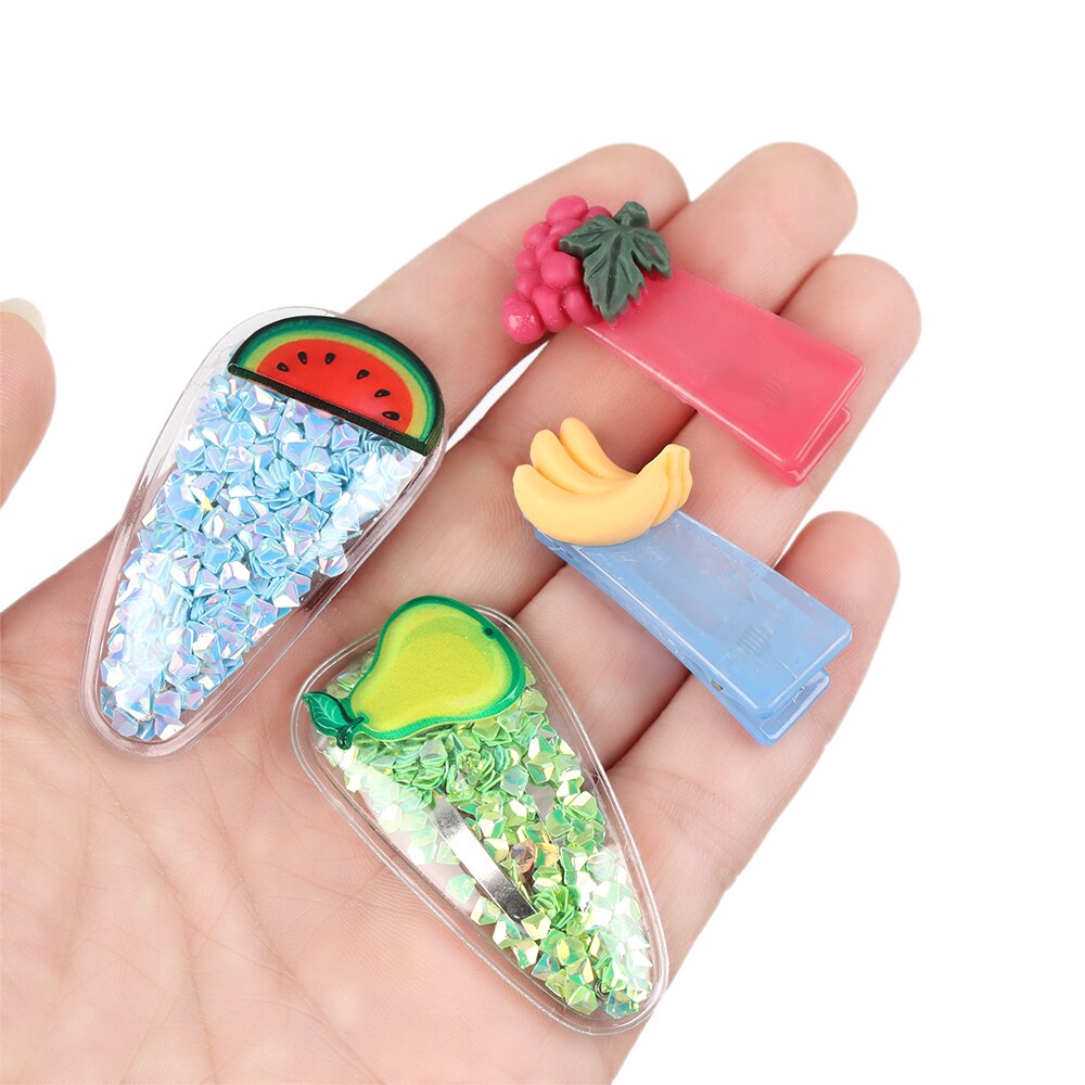 5 Pcs Baby Meisjes Mooie Fruit Sequin Haar Clips Prinses Glanzende Kleurrijke Haarspelden Haarspeldjes Leuke Zoete Hoofddeksels Haar Accessoires