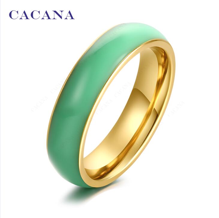 Cacana Rvs Ringen Voor Vrouwen Heldere Keramiek Mode-sieraden Geen. R140 141: 11 / Groen