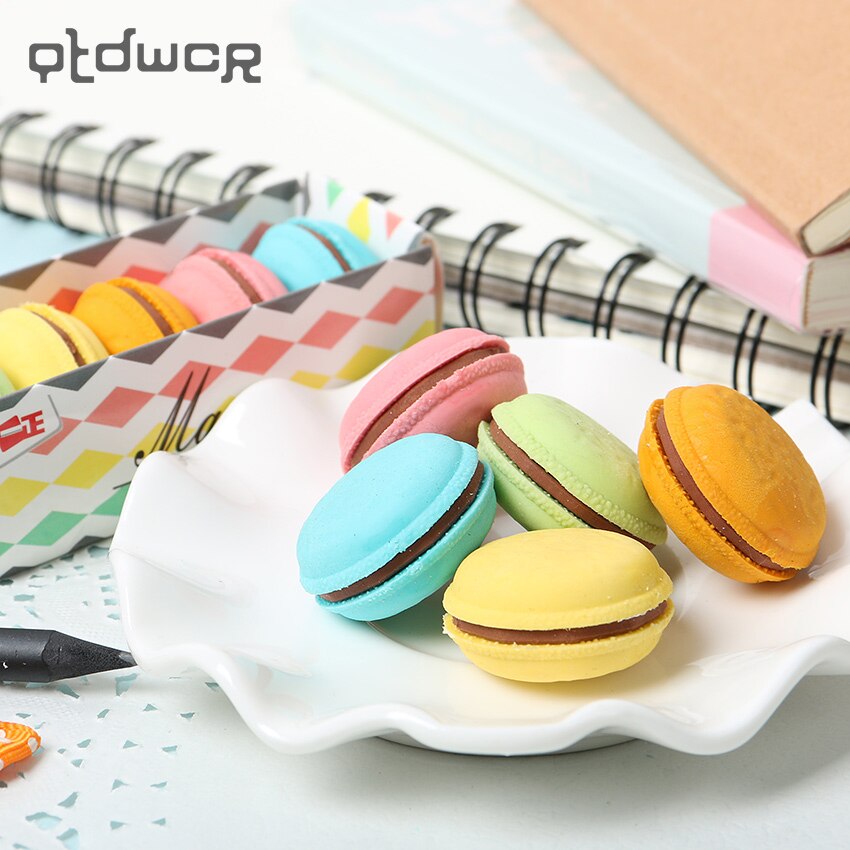 5 Stks/partij Kleuren Kawaii Korea Briefpapier Heerlijk Dessert Macaron Cake Rubber School Gum Voor Kinderen Leren