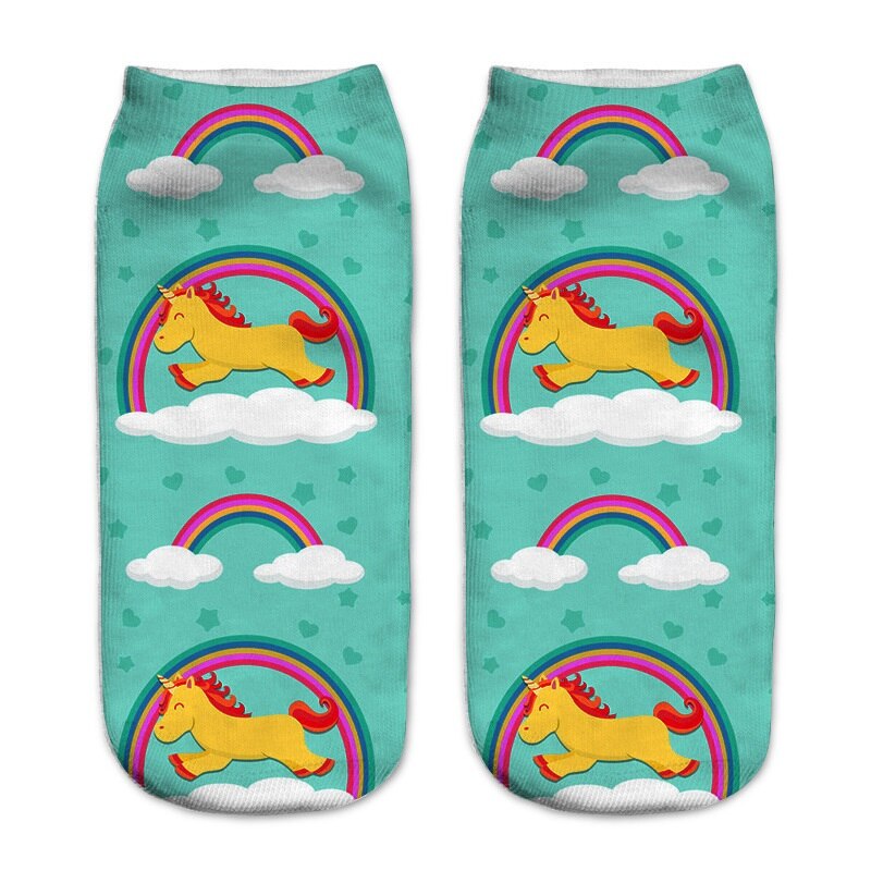 Impression 3D licorne femmes chaussettes printemps été filles chaussettes courtes adulte femme enceinte cheville chaussettes Sokken Meias: color6