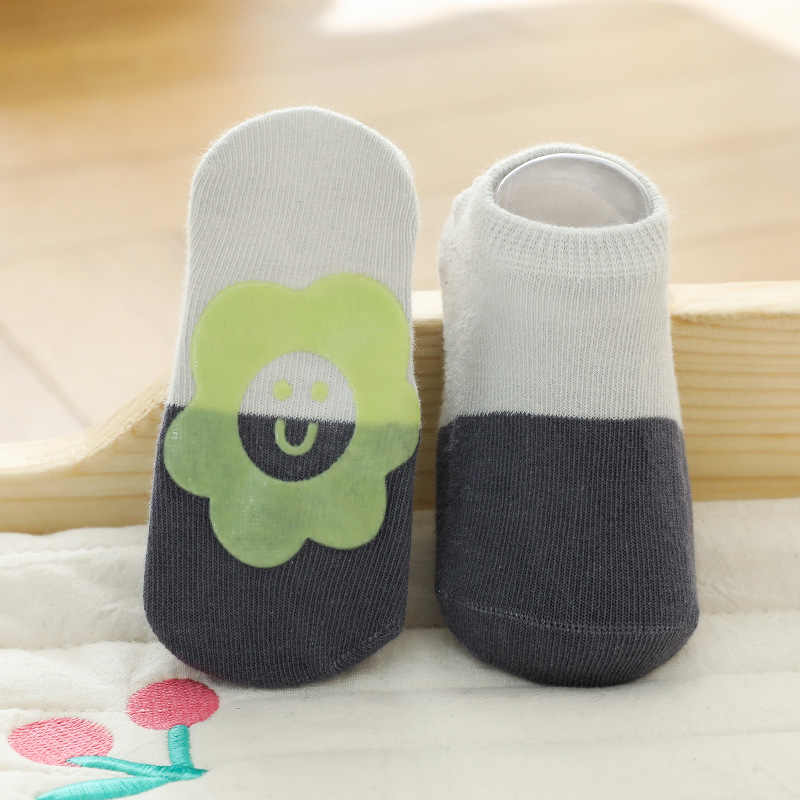 Calzini da pavimento antiscivolo traspiranti Warmom calzini da ragazzo per bambina calzini per bambini da interno calzini in cotone Color caramella calzini da sole: Green Flower / for 1-3year