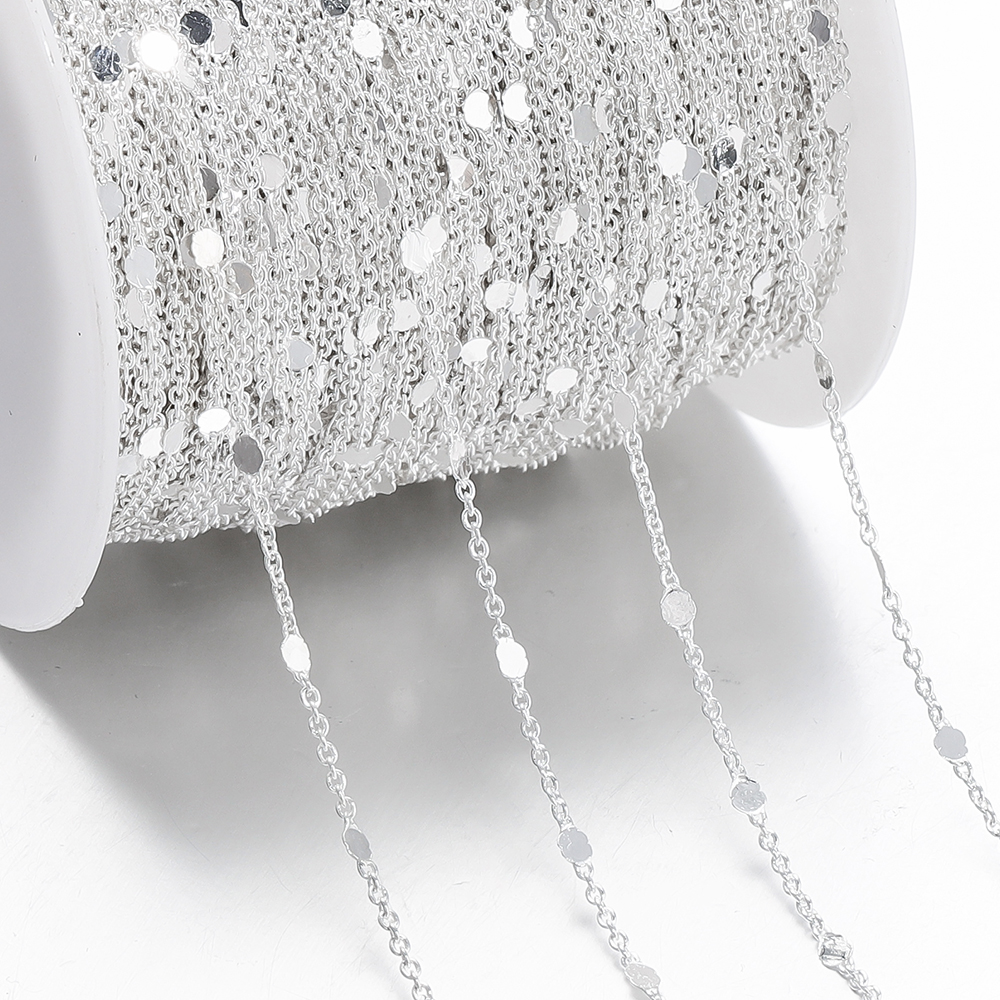 No se decolora, collar de cadena de lentejuelas de 2 metros, cadena dorada y plateada, cadenas de Cable de cobre y Metal, accesorios para hacer joyas, componentes artesanales DIY: L / Verde