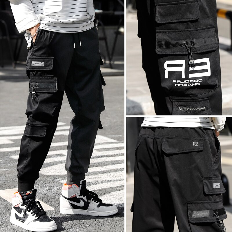 ZOENOVA Letters Multi Pockets Cargo Pants Men Harajuku Casual Track Trouser Hip Hop Streetwear Techwear Pants Joggers Men