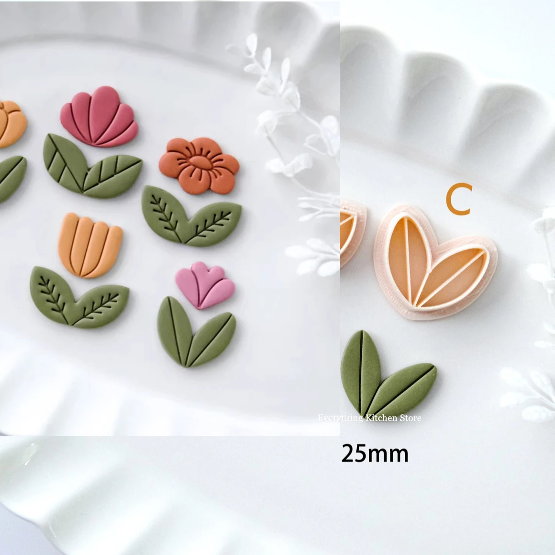 Cortador de arcilla polimérica con forma de Margarita y tulipán, herramientas de corte para modelado de joyería, pendientes de cerámica suave, broche de arcilla, hojas de flores, bricolaje: Azul oscuro