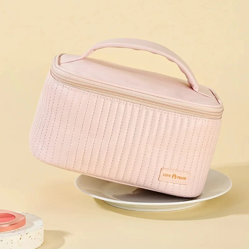 Sacos de maquiagem para mulheres viagem produtos de higiene pessoal bonito casos saco portátil cor sólida organizador de maquiagem caixa saco cosmético neceser couro do plutônio