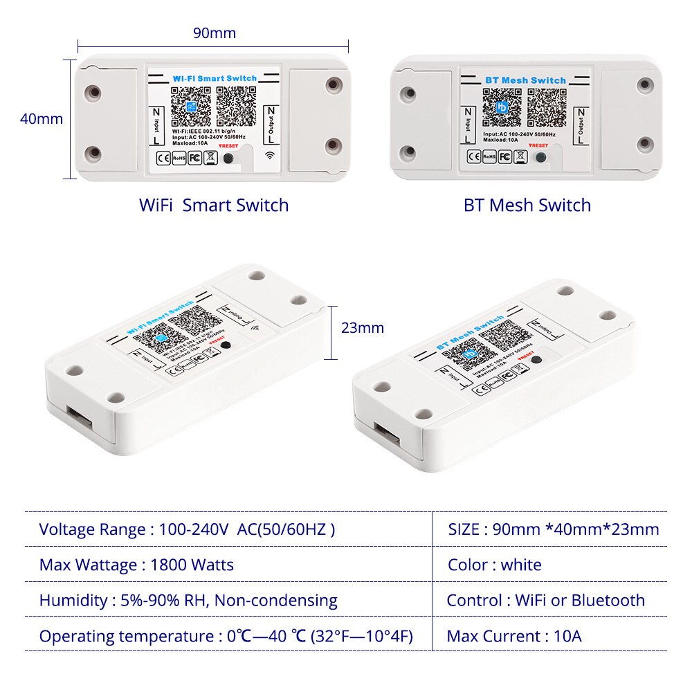 Magic Wireless WiFi Bluetooth Switch 10A 100-240V For Smart Home Automation Relay Module Remote APP Controller For Android IOS