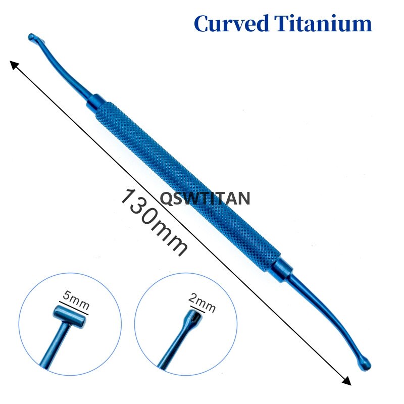 Stainless steel /Titanium Double-ended Scleral Depressor with pocket clip ophthalmic surgical instruments: Titanium Curved