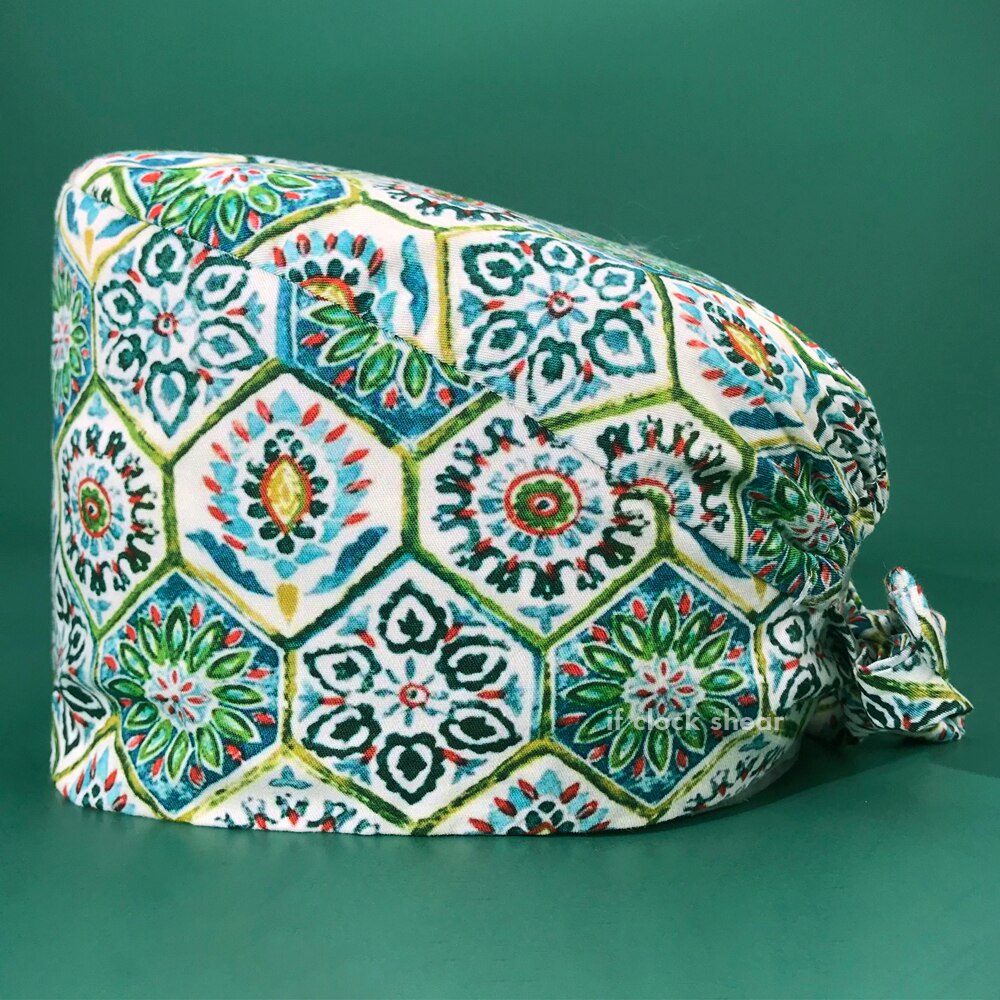 Ziekenhuis Scrubs Vrouwen Hoeden Pet Grooming Chirurgische Hoeden Tand Schoonheid Verpleging Hoed Multicolor Caps Met Zweet-Absorberende: 22183
