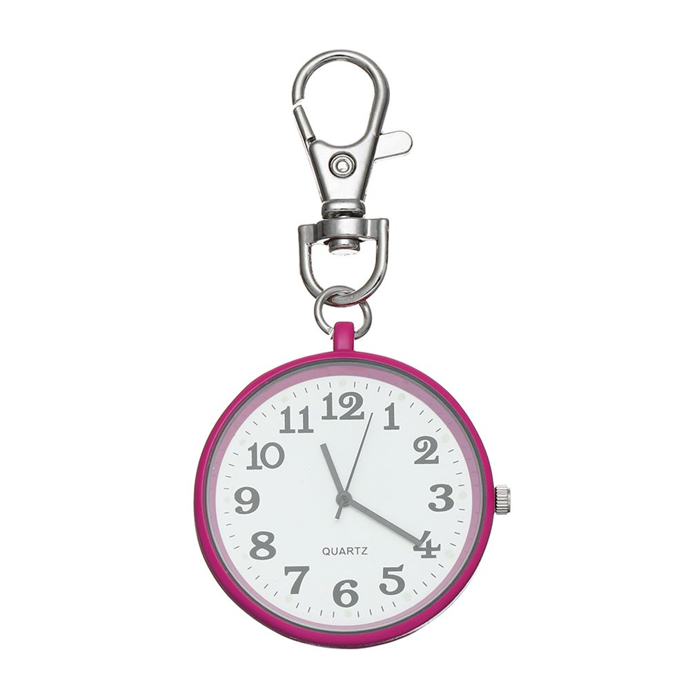 1 stk minimalistisk kvarts lommeur for sykepleier ultratynt åpent ansikt sykepleier klokker bærbar unisex nøkkel spenne anheng klokke: Rosenrød