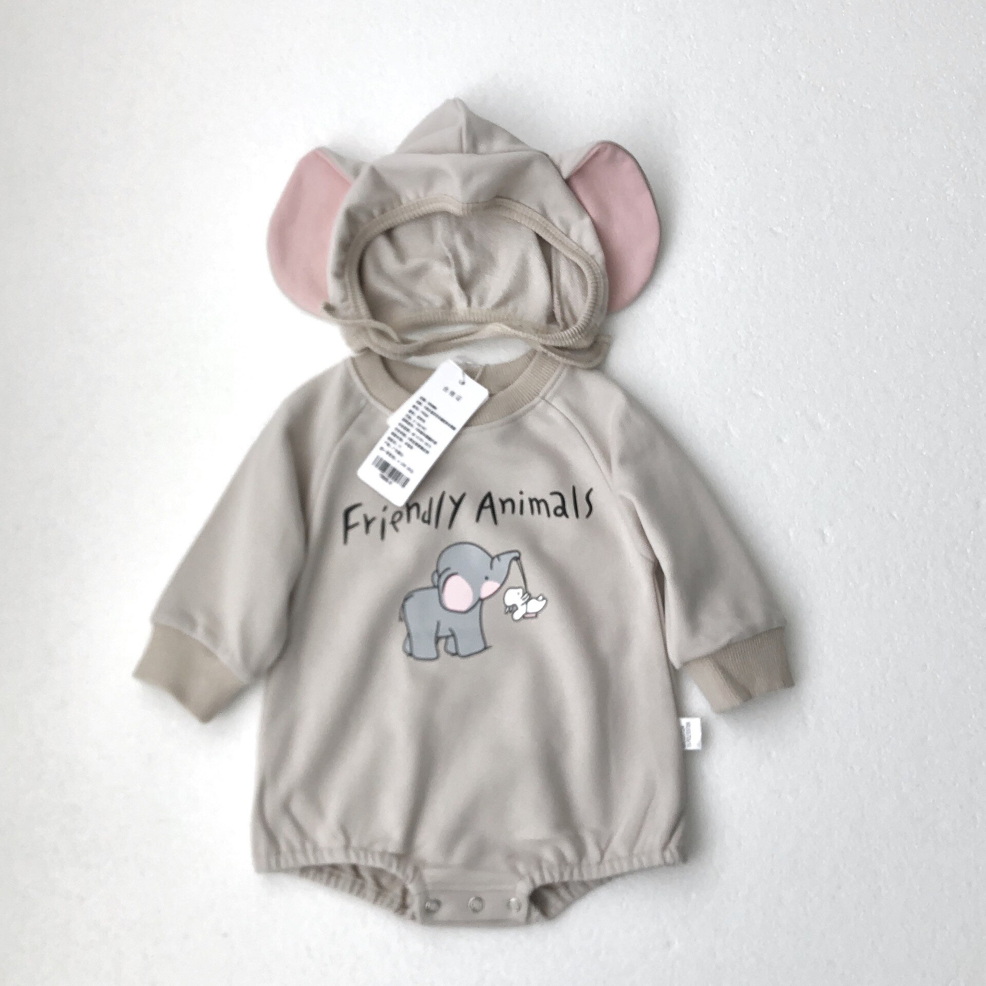 ¡Otoño ! Nuevos monos de bebé de manga larga con estampado de dibujos animados, mono infantil con sombreros para niño o niña, ropa con estampado de animales, conjunto de bebé: Y9005gray / 12 meses