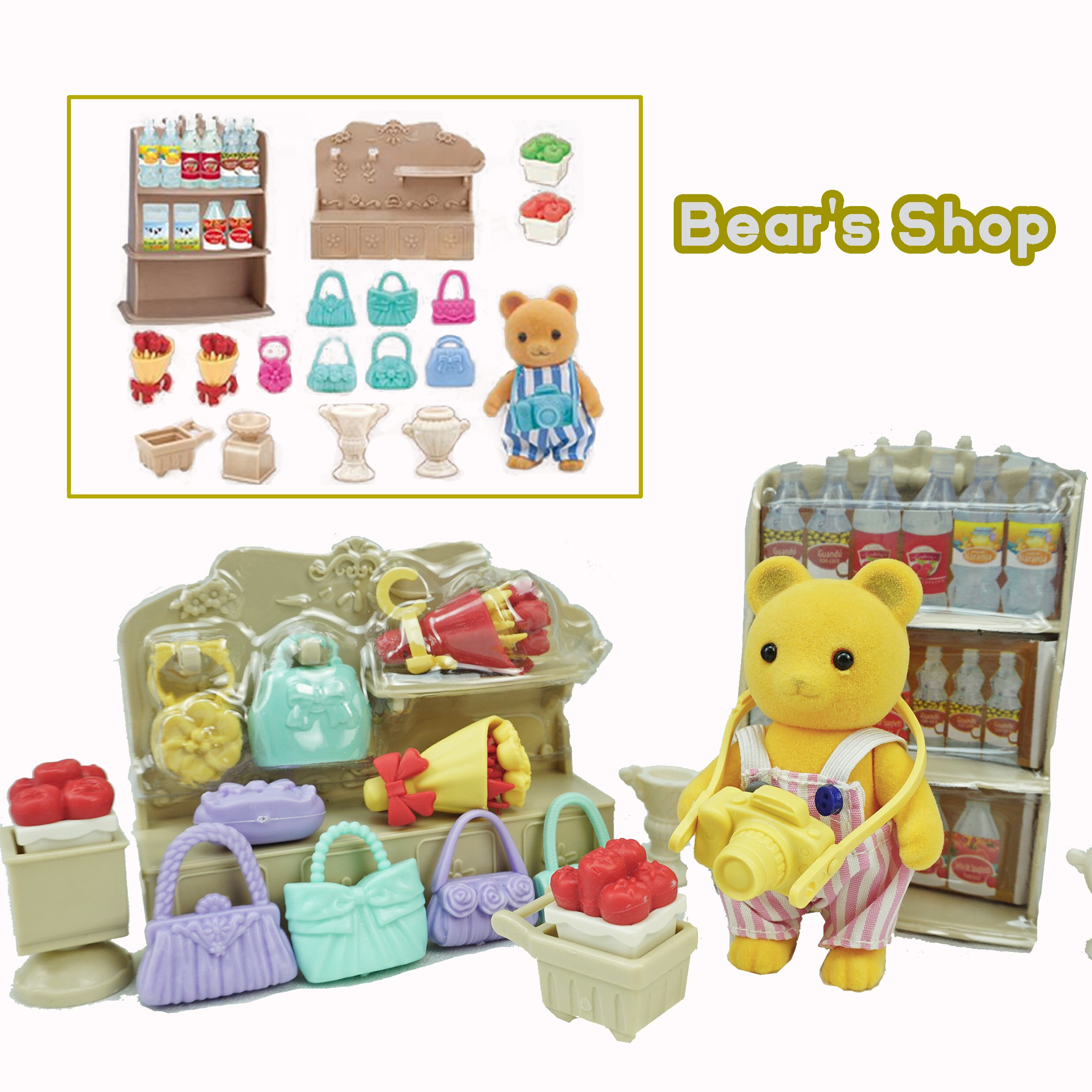 1:12 Forest Animal Family Picnic Tent Set Toy Furniture Miniature 1/12 Bear Squirrel with tail Girl Pretend Play Set Christmas