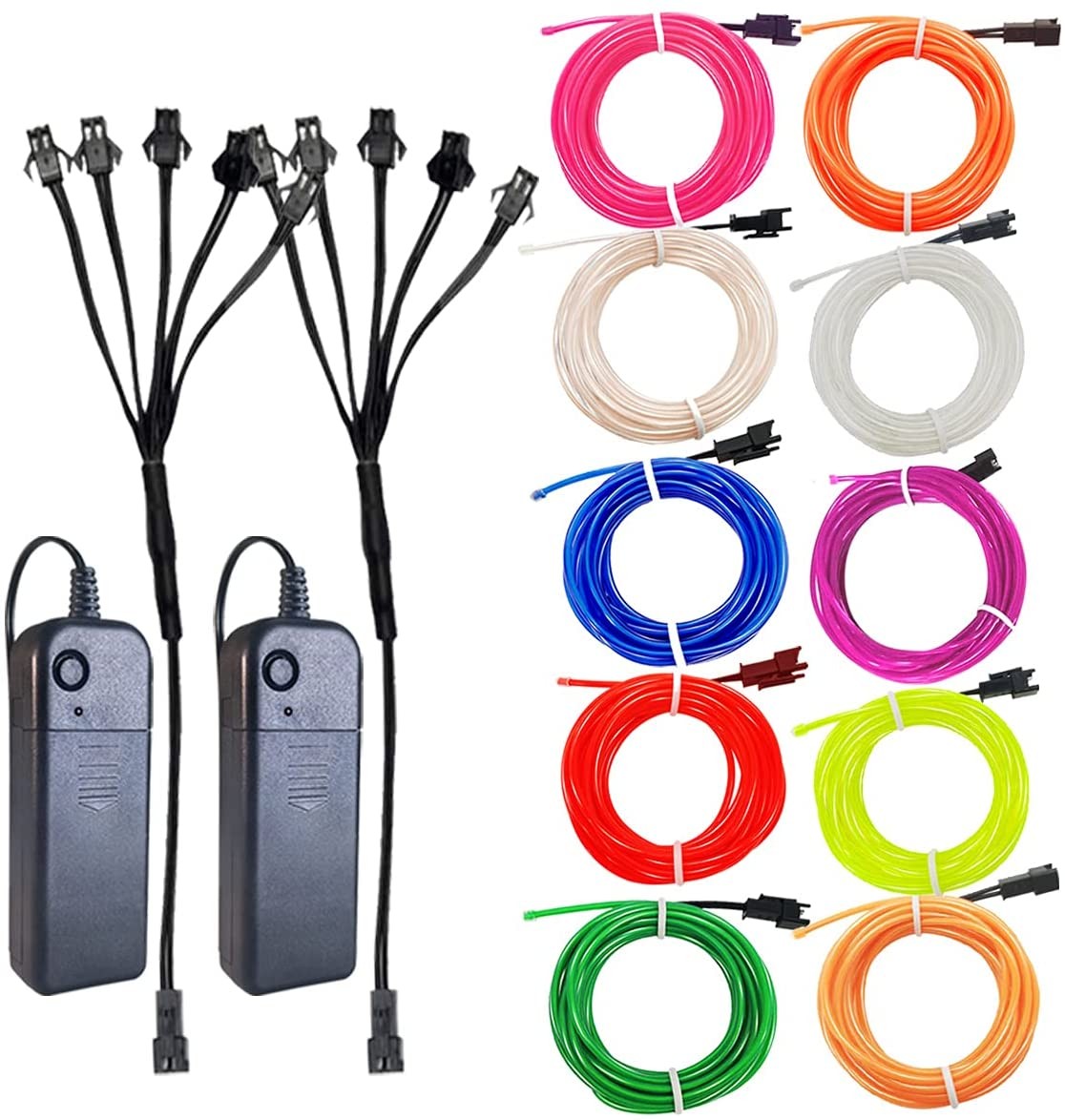 Cable de neón EL brillante de 1m, 3m, 5m, para de baile de Navidad, disfraces DIY, luz iluminada Multicolor, lámpara con batería AA, tira de LED