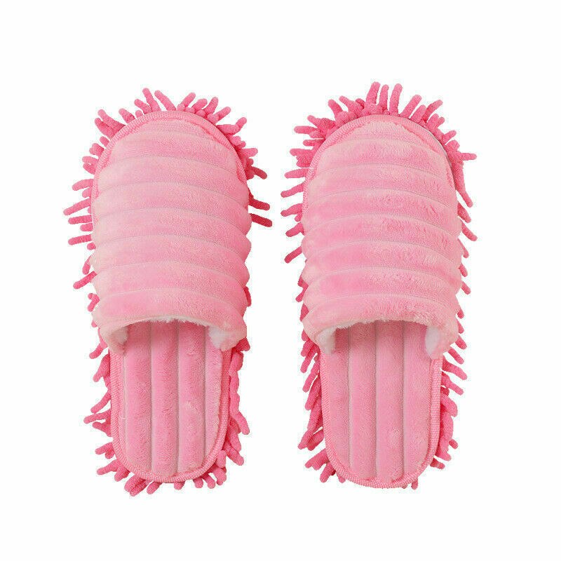 1 Pair Floor Dust Cleaning Foot Shoes Mop Slippers Lazy Quick House Flip Flop Floor Foot Socks Shoes: Pink / M