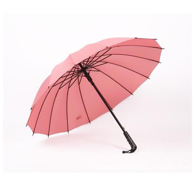 Semi-automatic Wind Resistant Long Handle Umbrella Men And Women Outdoor Rainy Umbrellas 16 Ribs Big Windproof Umbrellas Rain: Pink