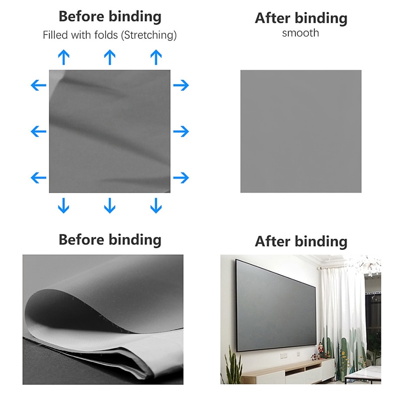 AUN 16/9 Anti light Projector Screen 120/100/60 inch Reflective Fabric Home theater ALR Screen 4K 1080P LED DLP projector