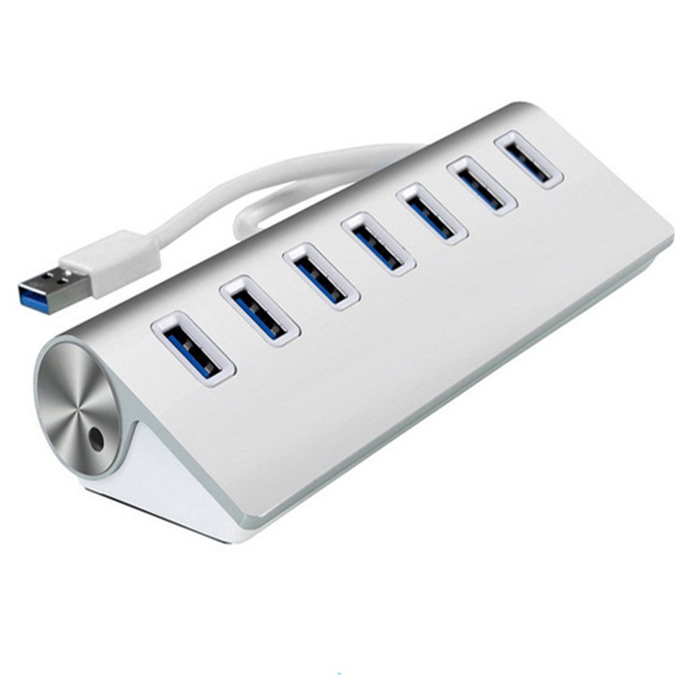 7 Port 5V 1A Data Transmission Aluminum Alloy High Speed Desktop PC Extender Splitter Universal Portable Home Office USB Hub