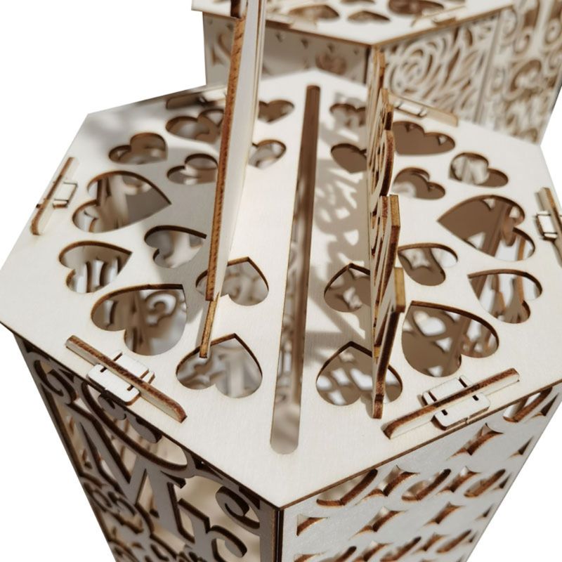 DIY Wooden Wedding Card Box Rustic Greeting Sign Holder Anniversary Party Supply M68E