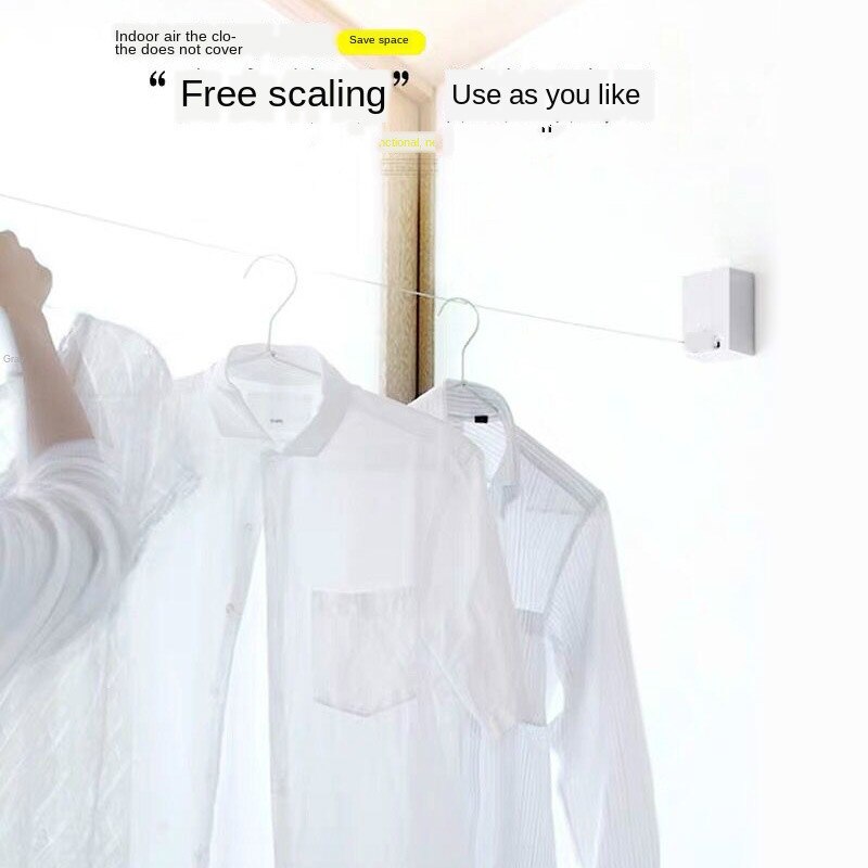 Indoor Outdoor Retractable Laundry Clothesline Wall Hanging Stretch Washing Clothes Line Shrinking Balcony WY41501