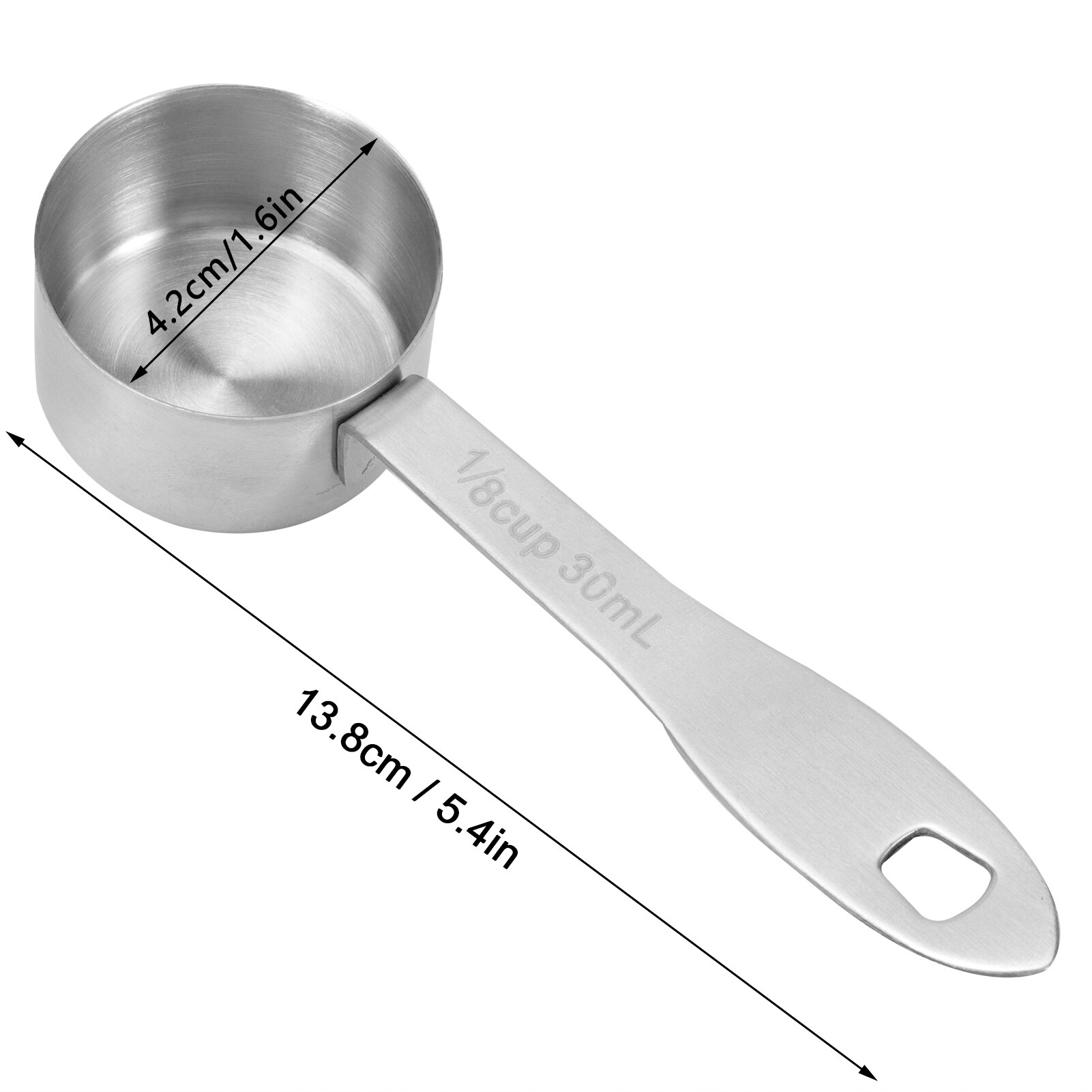 2Pcs 30ml Stainless Steel Coffee Scoop Long Handled Coffee Milk Powder Measuring Spoons Teaspoons Kitchen Accessories