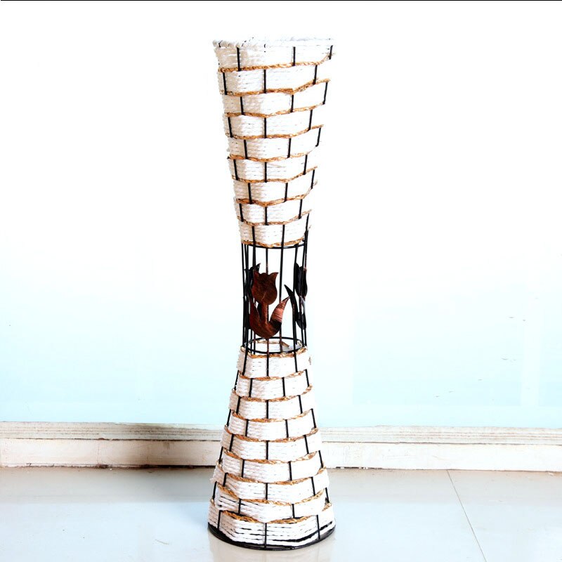 55cm land stil kunstig blomst rotting vase bryllup hotel diy boligindretning tilbehør kirsebær blomster arrangement vas: B