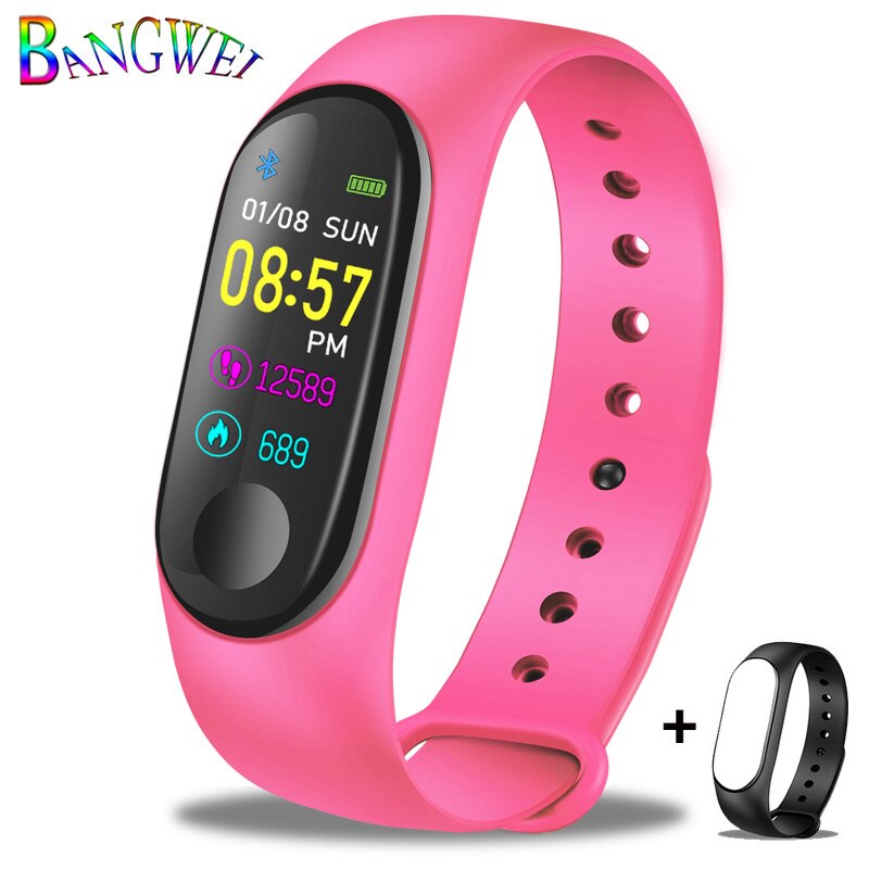 LIGE Women Smart Bracelet Heart Rate Blood Pressure oxygen Sleep Monitor Pedometer Fitness Sport Watch For Android ios + Strap: pink Band