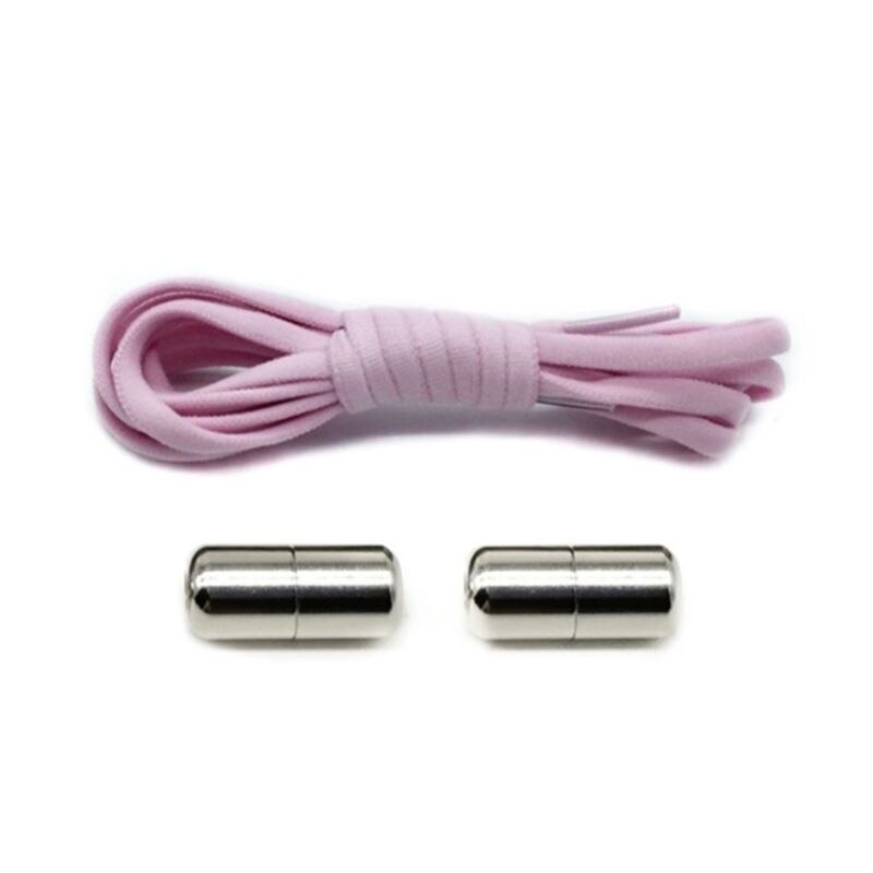 adulte enfants lacets de chaussures élastiques réglable bricolage pas de cordes à cravate avec des boucles en métal: Pink