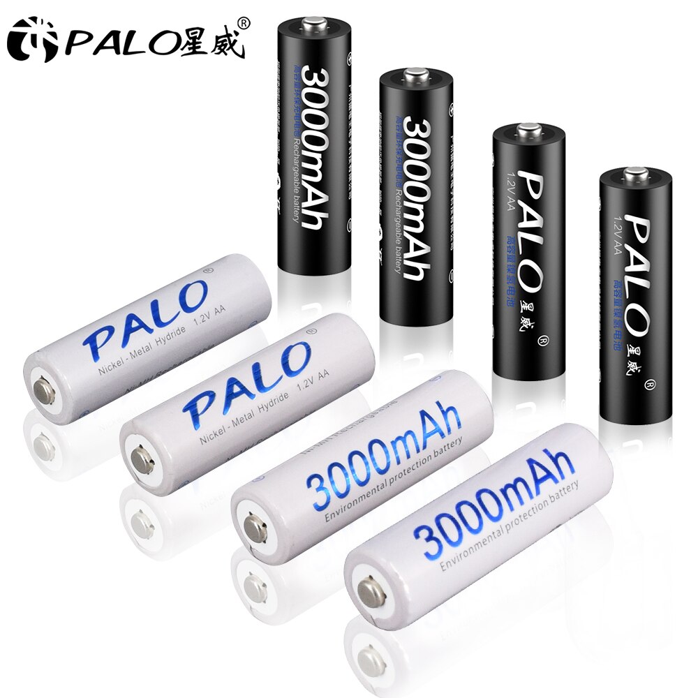 PALO 4/8/12/16pcs AA Battery Ni-MH 3000mAh 1.2V AA Rechargeable Batteries AA Bateria Baterias + 2pcs Battery Hold Case Boxes