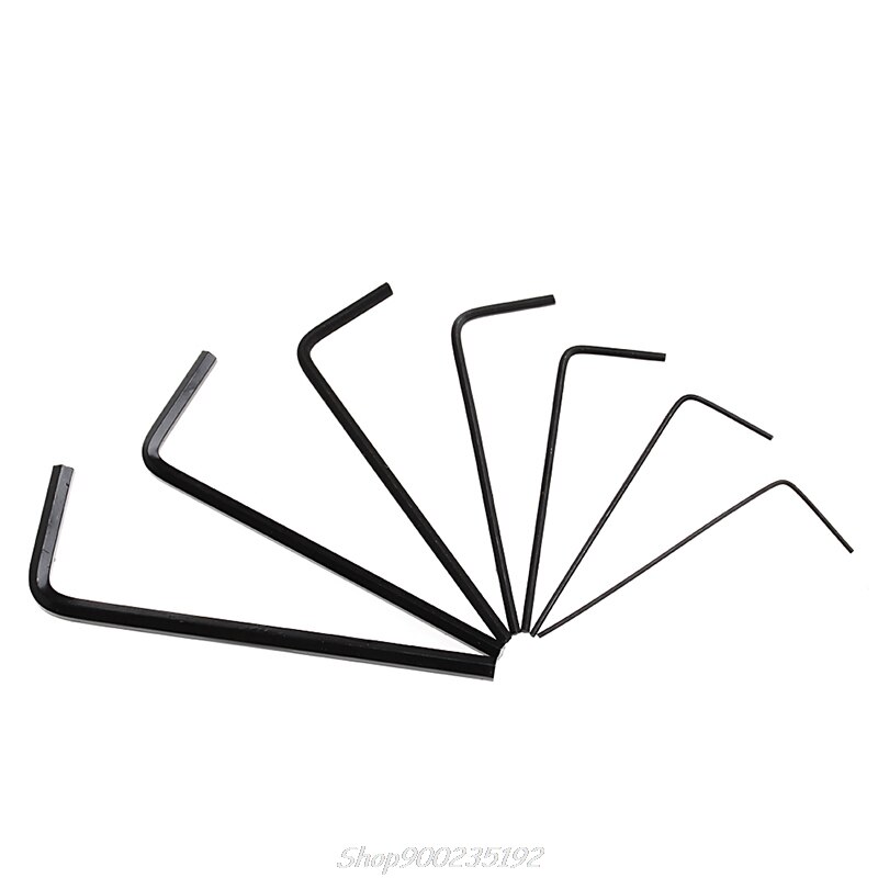 OOTDTY 7-delige Mini Inbussleutel Set 0.7mm-3mm Gelegeerd Staal Multifunctionele Schroevendraaier Gereedschapskist