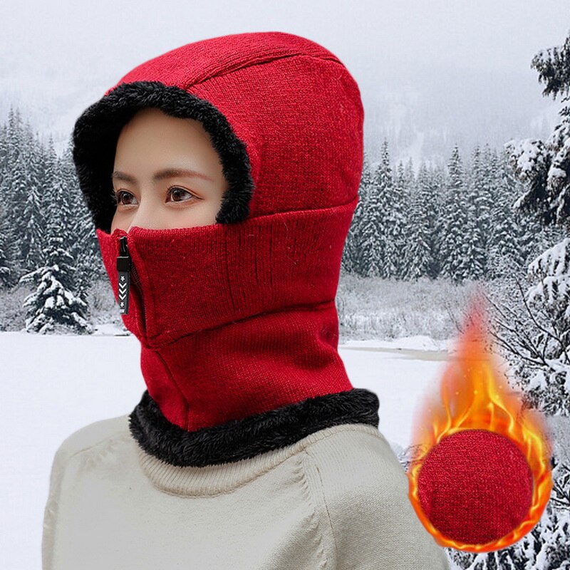 Dames winter warme wollen muts met fluweel dames warme wollen muts met bib masker en oorbescherming stofdichte fietsmutsen