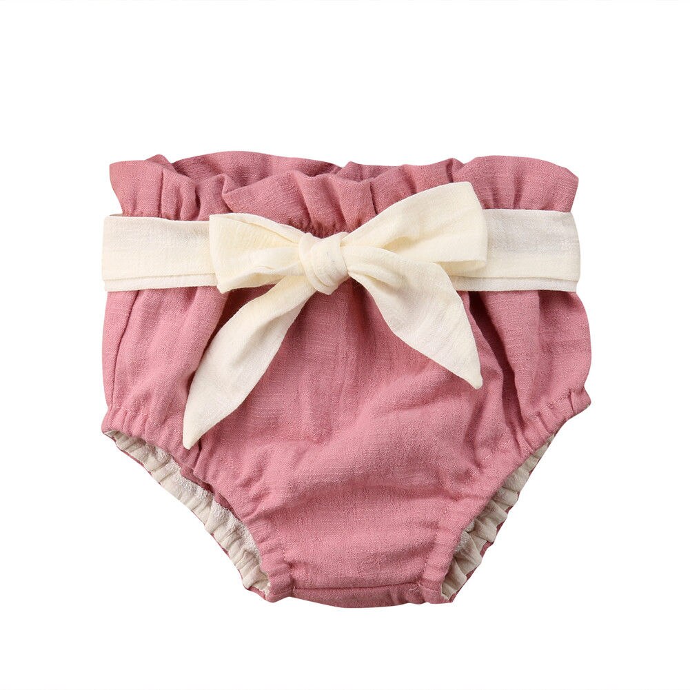 Nyfødt spædbarn baby piger drenge bløde shorts pp bukser bowknot bloomers ble ble dækker tøj: 24m