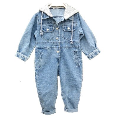 2-7 Jaar Kinderkleding Hong Kong Stijl Zomer Jongens En Meisjes Baby Trendy Denim Jumpsuit Hoed verwijderbare Jasje Rompertjes